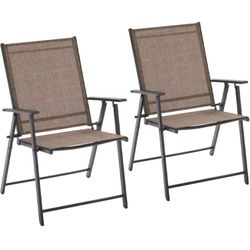 Patio Chairs Set of 2, Outdoor Patio Dining Chairs for Lawn Garden Deck Backyard Porch, Brown