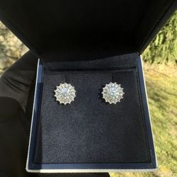 New Moissanite 10H10A Earrings 1CT(0.5CT*2)18K White Gold Plated Sterling Silver