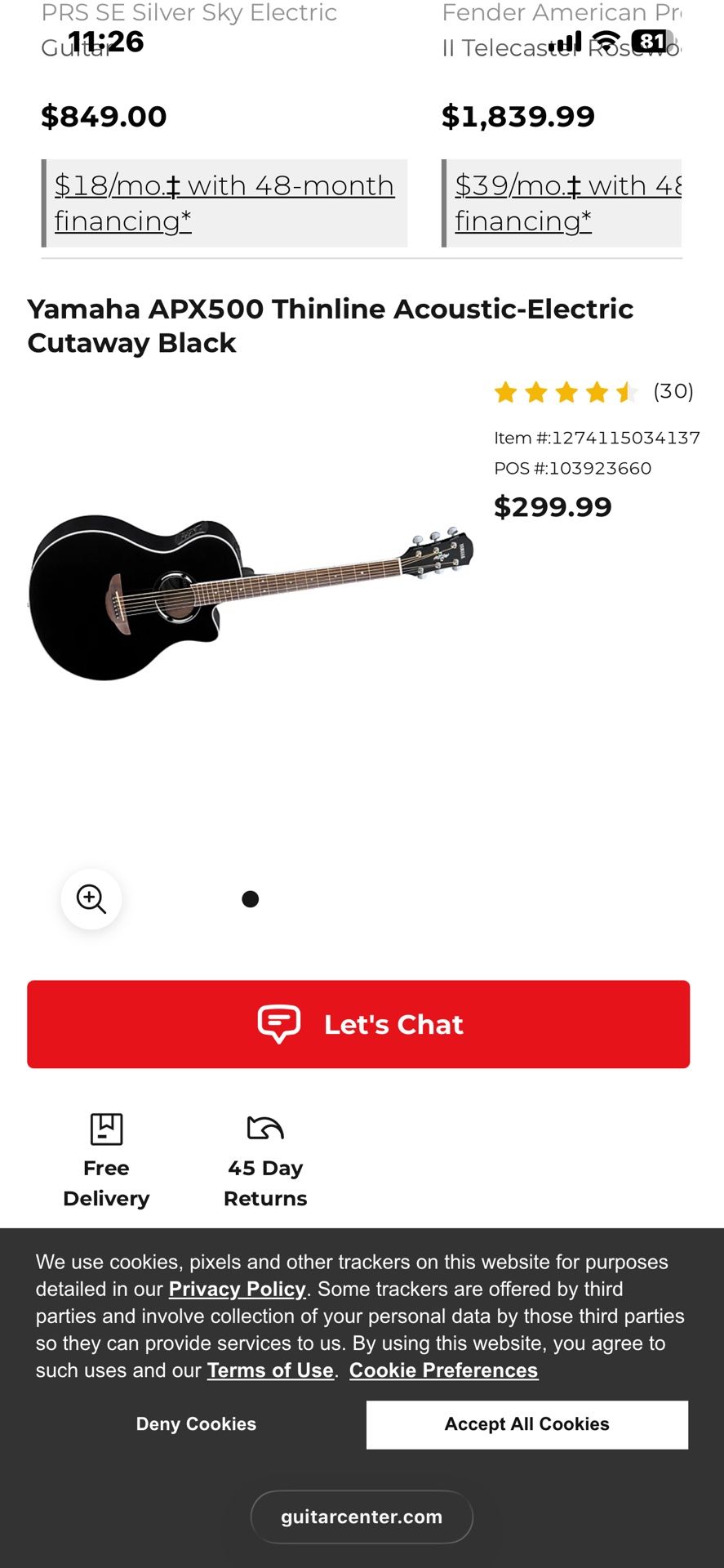 Yamaha APX500 Thinline Acoustic-Electric Cutaway Black