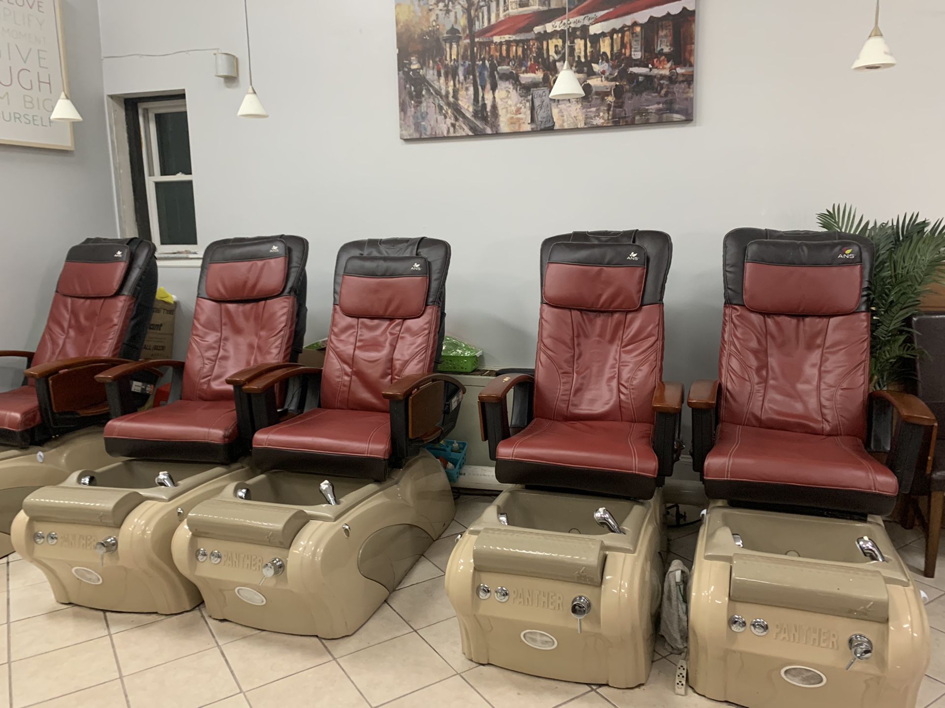 Pedicure chairs and manicure tables