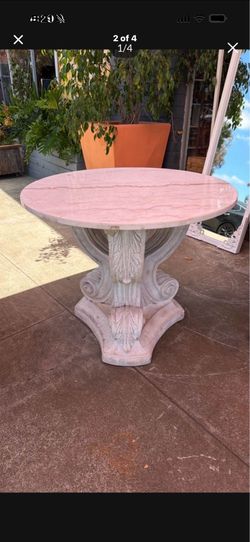 Outdoor indoor dinner table plaster Paris base, Marble Top
