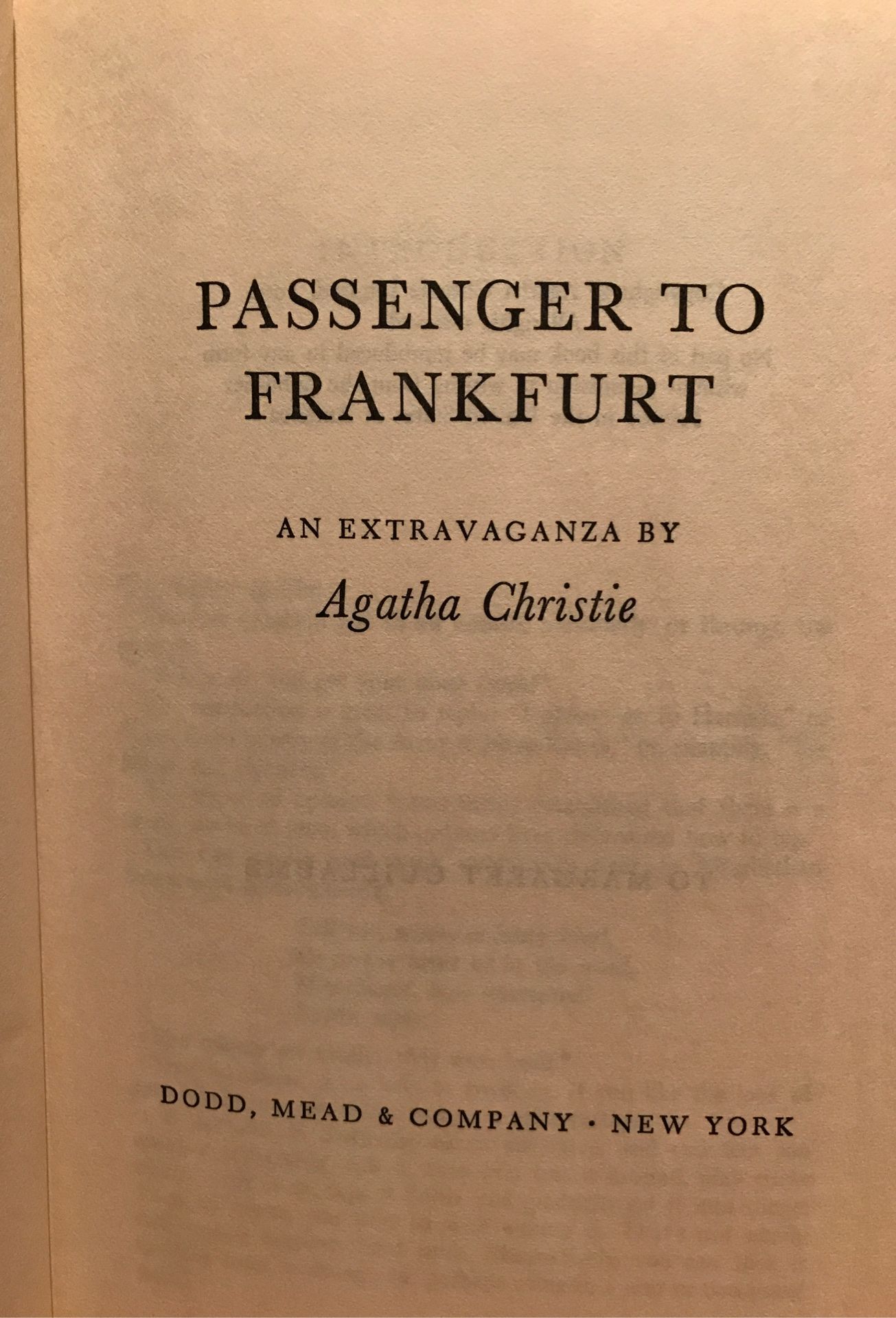 Passenger to Frankfurt by Agatha Christie