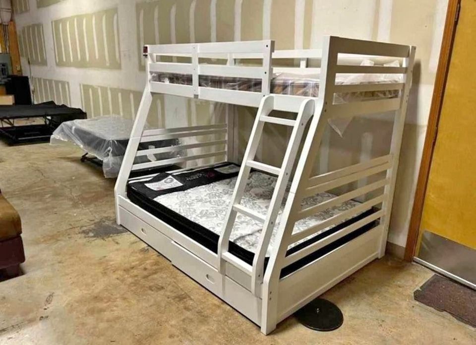 NEW🌲$10 Down Payment Finance 🤡 California Twin Full Bunk Bed With 2 Drawers