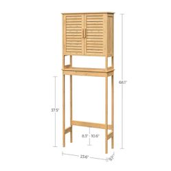 SONGMICS Over The Toilet Storage Bathroom Cabinet with Adjustable Inside Shelf - Natural