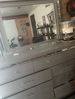 Gray Dresser with Mirror