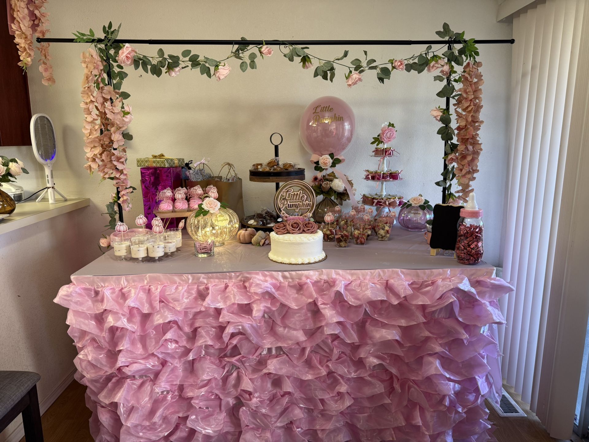 Table Silk Pink Ruffle Skirt