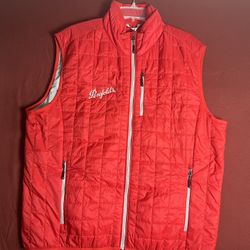 CUTTER AND BUCK WOMENS RED RAINIER PRIMALOFT PUFFER VEST (size L)