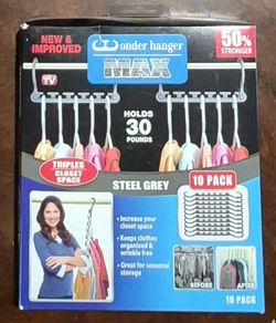 Wonder Hanger MAX, Organizer Triples Space, 7 Pack, Steel Grey, Holds 30 pounds