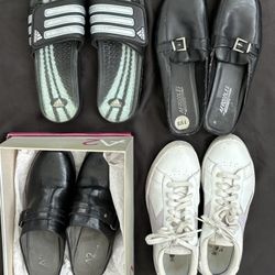 Women’s shoe lot Adidas Slides Aerosoles Mule Diadora Sneakers 7.5-8.5