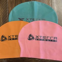 Xterra Latex Swimming Cap Pink, Green, Orange. For Adult Men/Women
