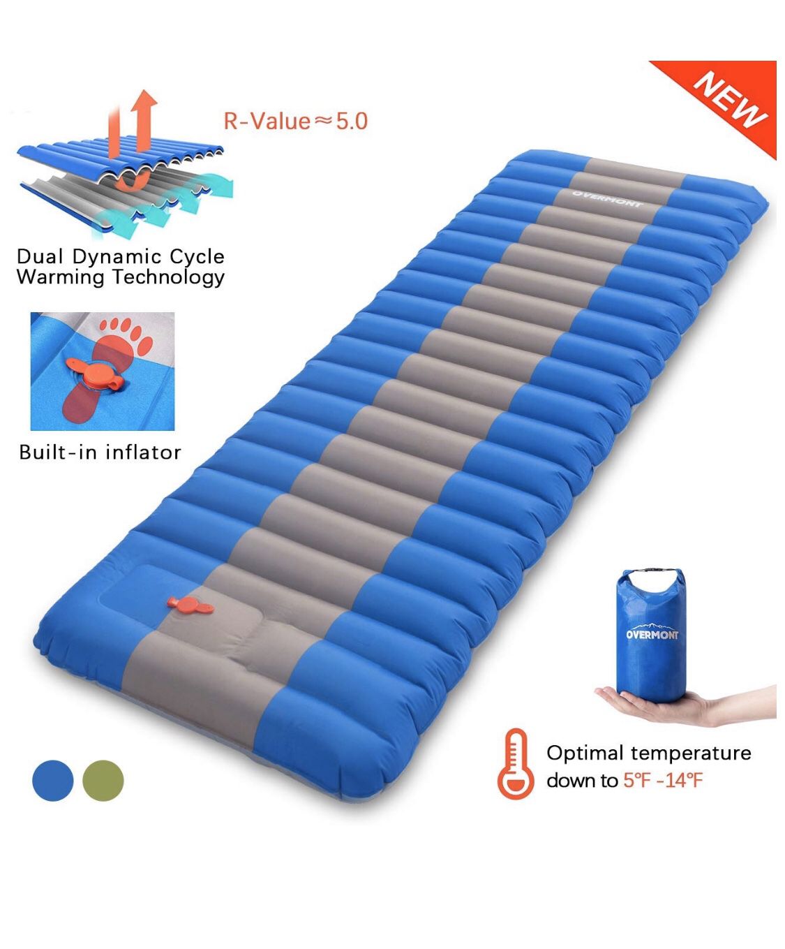 Overmont Sleeping Pad Inflatable (blue)