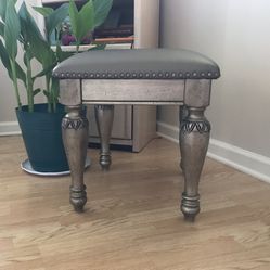 Decorated Bench With Padded Seat.  