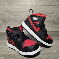 Jordan 1 Mid Toddler Size 6C Black/ Varsity Red-Summit DQ8425 067 NEW
