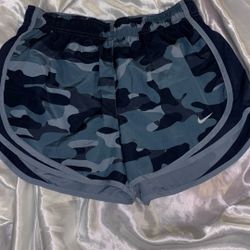 Nike Drifit Women Blue Camouflage Shorts