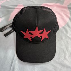 Amiri Red Three Star Applique Trucker Hat