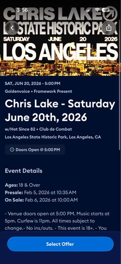 Chris Lake LA Historic Park Saturday 6/20