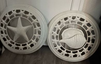 Metal white art -Starfish and Shell