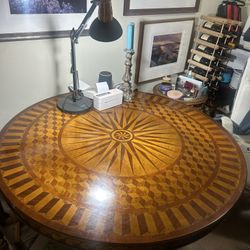 Inlayed Wood Round Table 54”