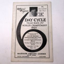 1925 Madison Square Garden 6-Day Cycle Race Program -Rare!