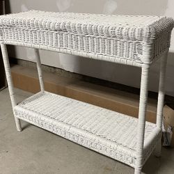White Wicker Table 