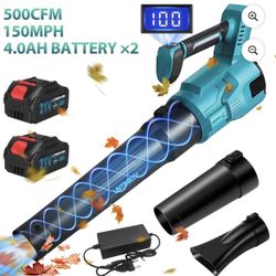 UNTIMATY 500 CFM Cordless Leaf Blower for Lawn Care 200 MPH Battery Leaf Blower Leaf Blower with 2 x 4.0Ah Battery, Brushless Motor, Charger, 3 Variab