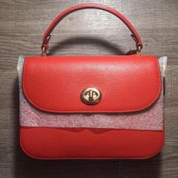 Red Leather Coach Hand Bag 