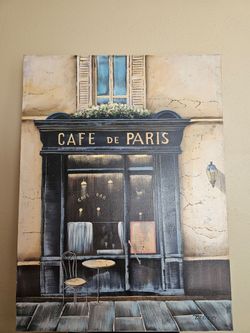 Large "Café de Paris" Canvas Wall Art