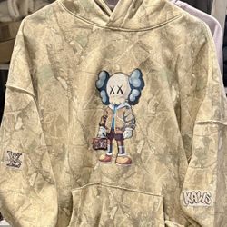 New Luxury Mens L/XL Hoodie With LVxkaws Collaboration And Arm Tags 