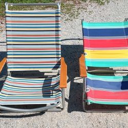 Vtg Aluminum Folding Beach Chairs 