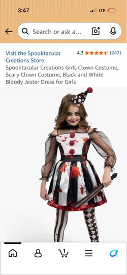 Spooktacular Creations Girls Scary Clown Costume