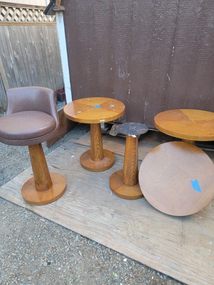 Unique Wood oak small tables, table bases, stool
As you can see, I have four interesting design wooden oak veneer bases,