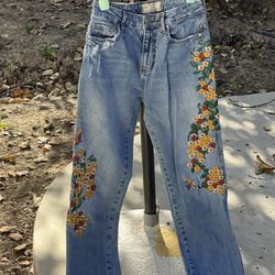 Vintage Free People Embroidered Jean