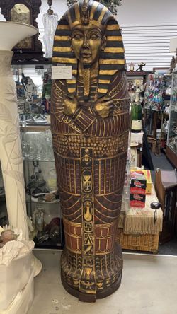 Wooden Egyptionesque   King Tut Sarcaphagus Bar/Storage Cabinet