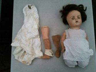 Antique composition doll for parts or Resto TLC