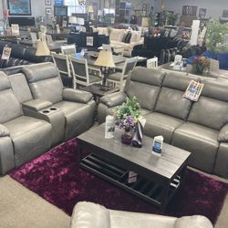 $1899 Leather Reclining Sofa+Loveseat 🤍
