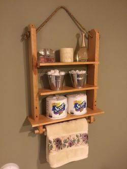 Bathroom Shelf Organizer Towel Rack Wooden Decor Hanging Wall Storage Shelves