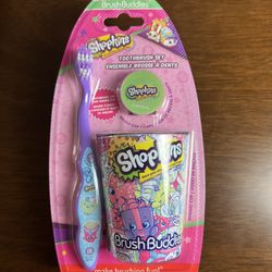 Shopkins Toothbrush Cap And Cup Gift Set Brush Buddies