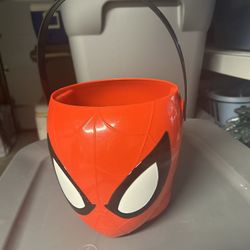Red Plastic Spider-Man bucket with black handle