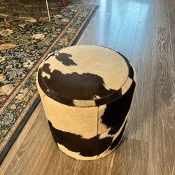 Barely Used Cow Hide Ottoman, Looks Brand New!