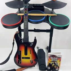 Wii Guitar Hero World Tour Bundle Band Hero Guitar Drum Game Mic