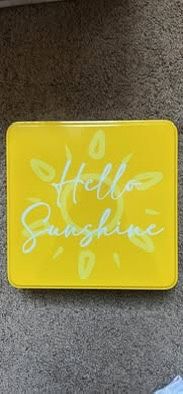 Cute Hello Sunshine 8.5" aluminum decorative tin cookie or gift box new