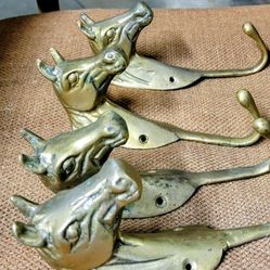 Vintage Brass Horse Hangers