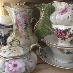 Vintage Dishes, Silverware & Teapots