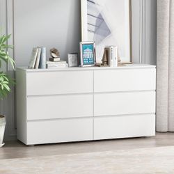 L160 6-Drawers White Wood