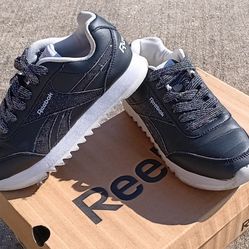 Reebok Classic Leather Galaxy 2-Black Glitter Girls Sz.2