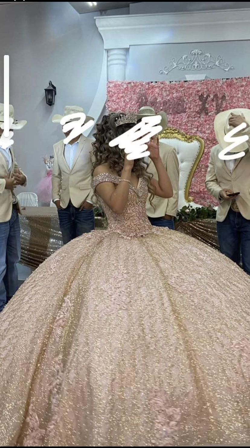 Rose Gold Dress For Quinceanera 
