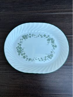 RETIRED CORELLE CALLAWAY IVY SWIRL PLATTER  WHITE WITH GREEN IVY