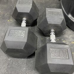 Rubber Coated 95lb Dumbbells 