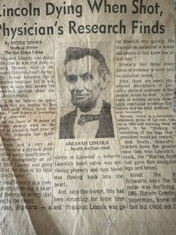 Old New Paper Of Lincoln