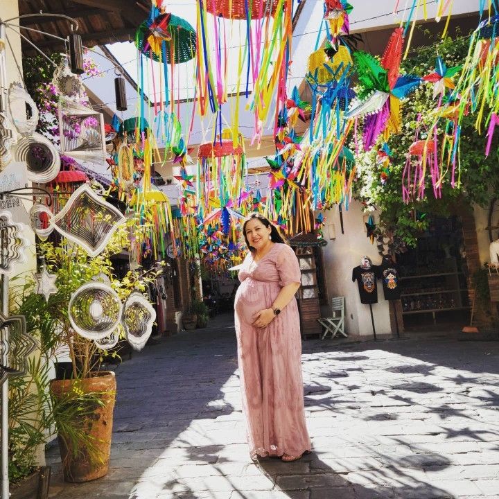 Pink Lace Maternity Dress